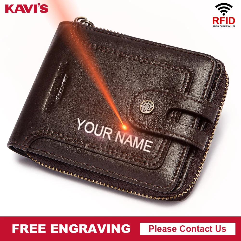 

Мужские кошельки из натуральной кожи, короткий кошелек RFID на молнии, мужской маленький кошелек для монет, мужской держатель для RFID-карт Portomonee