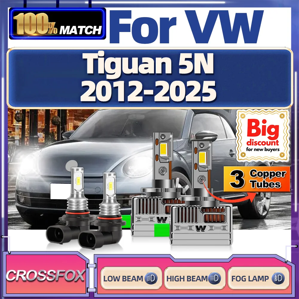 

CROSSFOX 【For VW Tiguan 5N 2012-2025】Turbo Canbus LED Xenon HID Headlight Bulbs Easy To Install Fog Lamp Ampoules High Quality