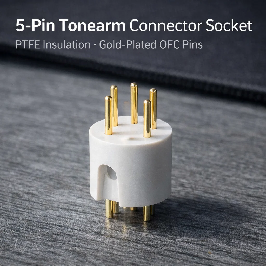 PTFE Insulation 5-Pin Tonearm Socket, Gold-Plated OFC Pins, Precise Alignment for Turntable Signal Repair