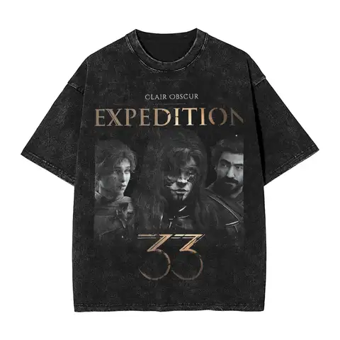 Clair Obscur Expedition 33 T 셔츠 남성용 퓨어 코튼 참신 티셔츠 크루 넥 게임 캐릭터 티셔츠 반소매상의
