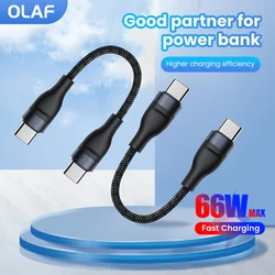 0.25M Short USB C Cable Nylon Braid 66W Fast Charging Type C To Type C Cable Portable Power Bank Fast Charging Short Cable