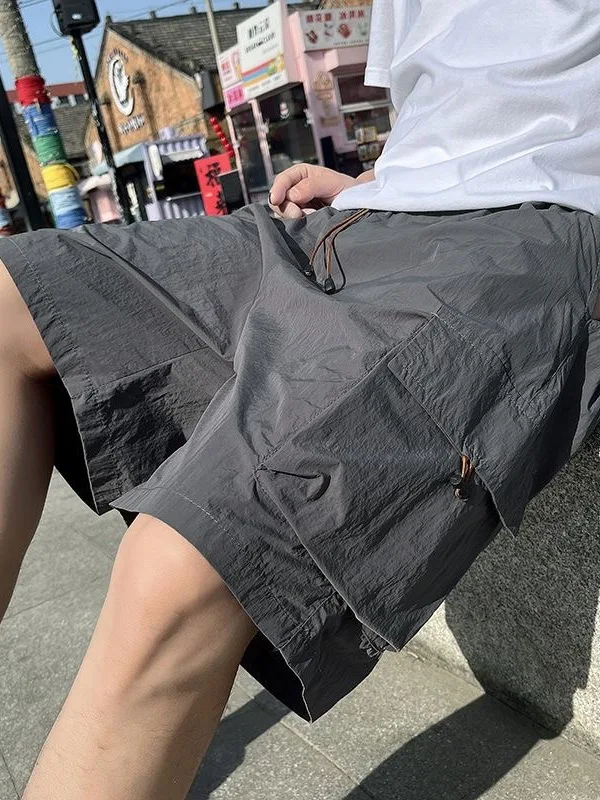 

Loose Fit Ice Silk Workwear Shorts Men's Summer Thin Breathable American Large Size Outdoor Wear Five-Quarter Casual Pants