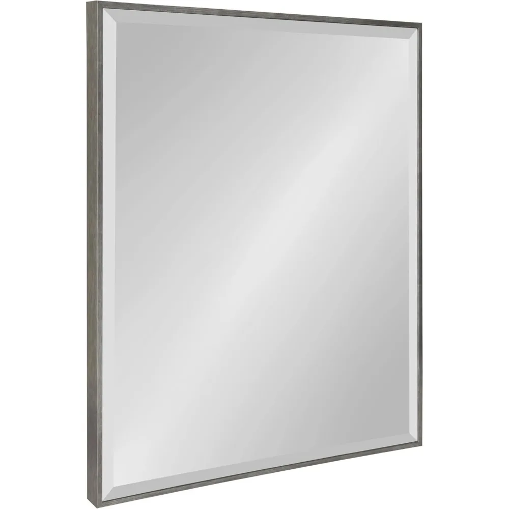 

Large Framed Decorative Rectangle Wall Mirror, 23x29 Inches, Dark Silver, Modern Minimalist Design for Home Decor