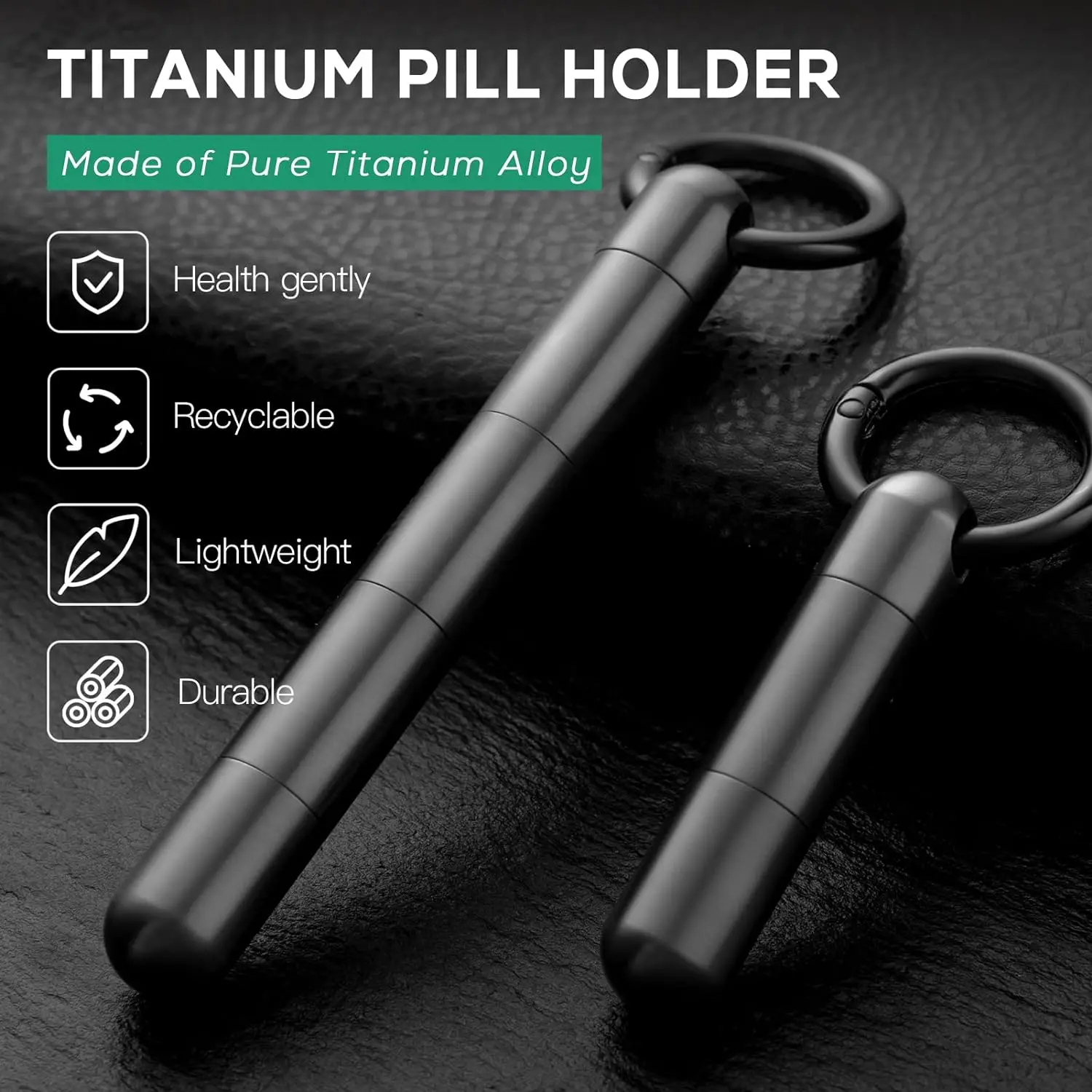 Small Keychain Pill Holder,Unclosed, Titanium Pill Case Waterproof Pill Fob for Travel Purse Pocket, Portable Pill Container Box