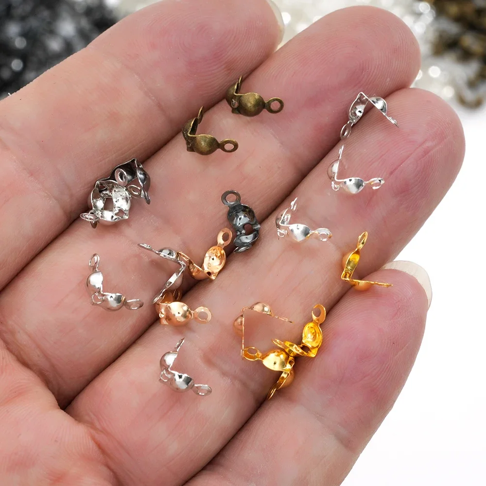 

200pcs Iron Connector Clasp Gold Ball Chain Calotte End Crimps Beads Connector For DIY Jewelry Making Supplies