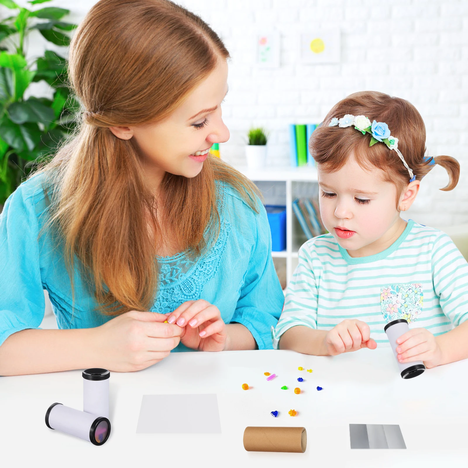 10 Zestawów Kalejdoskopów DIY, Kreatywne Zestawy do Tworzenia z Papieru i Plastiku dla Małych Dzieci, Rękodzieło na Zewnątrz, Urodziny