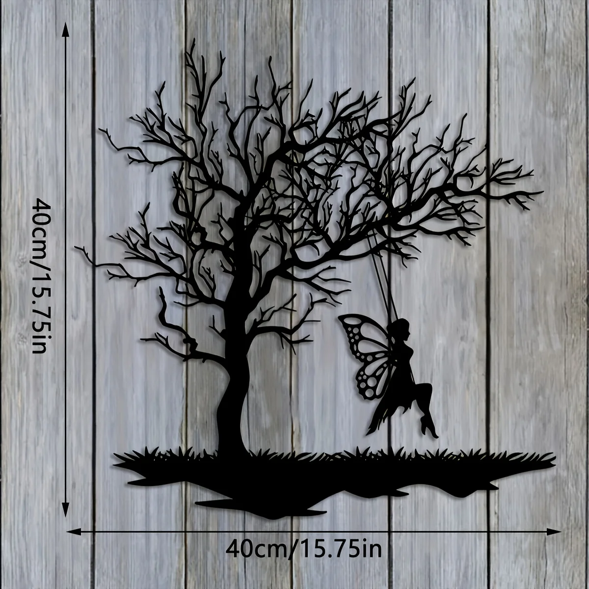 Art Revival Fairy Iron Wall Art 15.75 Inch Tree Mural Metal Hanging Decor Rustproof Indoor Outdoor Home Courtyard Balcony Gift