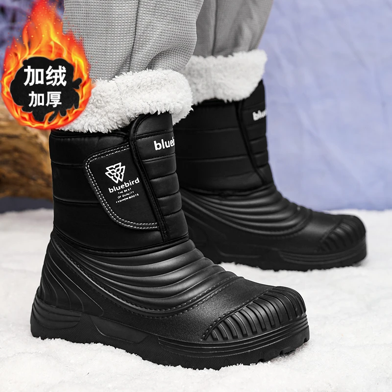 Stivali da neve russi da uomo high-top winter plus velluto imbottito caldo 40 gradi sotto zero scarpe fredde scarpe da uomo integrate in pelliccia.