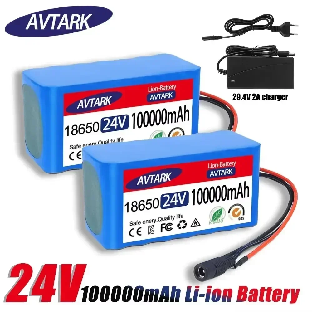 

2025 NEW 24V 7S3P 18650 Lithium-Ion Battery Pack 100Ah with 20A Balanced BMS for Scooter Electric Wheelchair ,+ 2A Charger