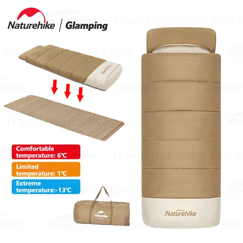 

Naturehike Single Sleeping Bag & Camping Mat Set Cotton Quilt Waterproof Mattress for Spring Autumn Outdoor Portable 3.2kg Warm