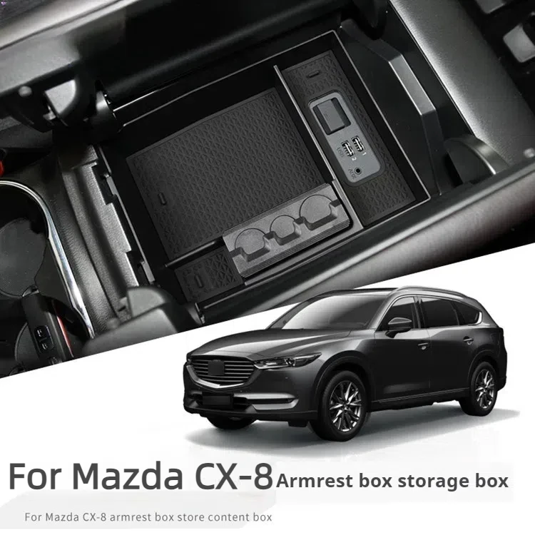 

Car Central Storage Box For Mazda CX-8 Non-slip Rubber Armrest Storage Dust Prevention Tiered Box Auto Interior Accessories