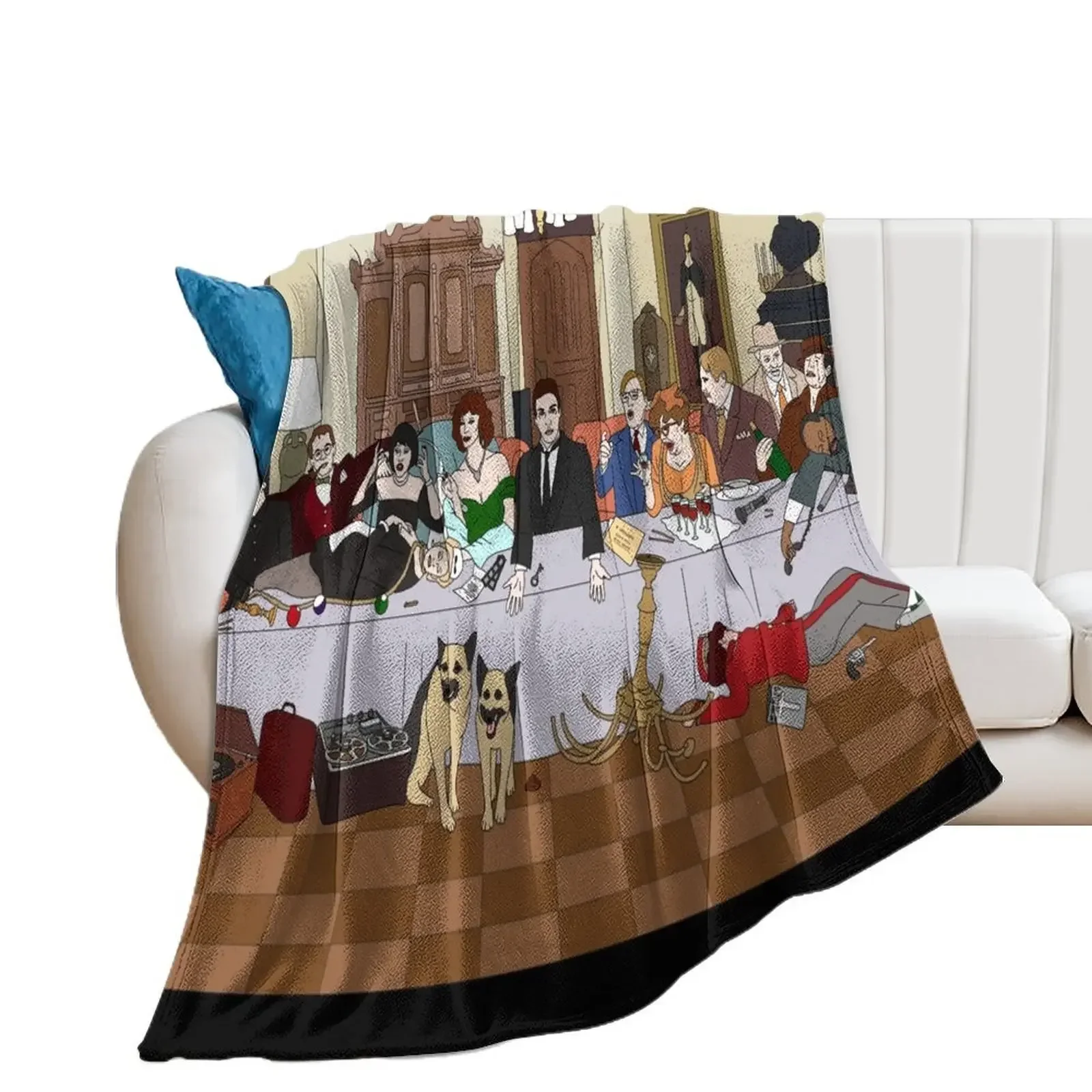 The Last Supper at Boddy Mansion Throw Blanket Plaid Flannel Decorative Beds Bed covers Blankets