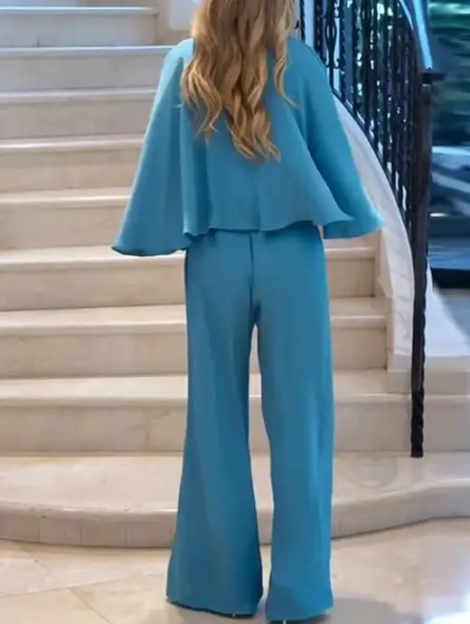 Slim Fit Dames Jumpsuit Zomer Nieuwe Stijl Diepe V-hals Vleermuis Mouw Ontwerp Hoge Taille Wijde Pijpen Jumpsuit Geschikt voor Banketten