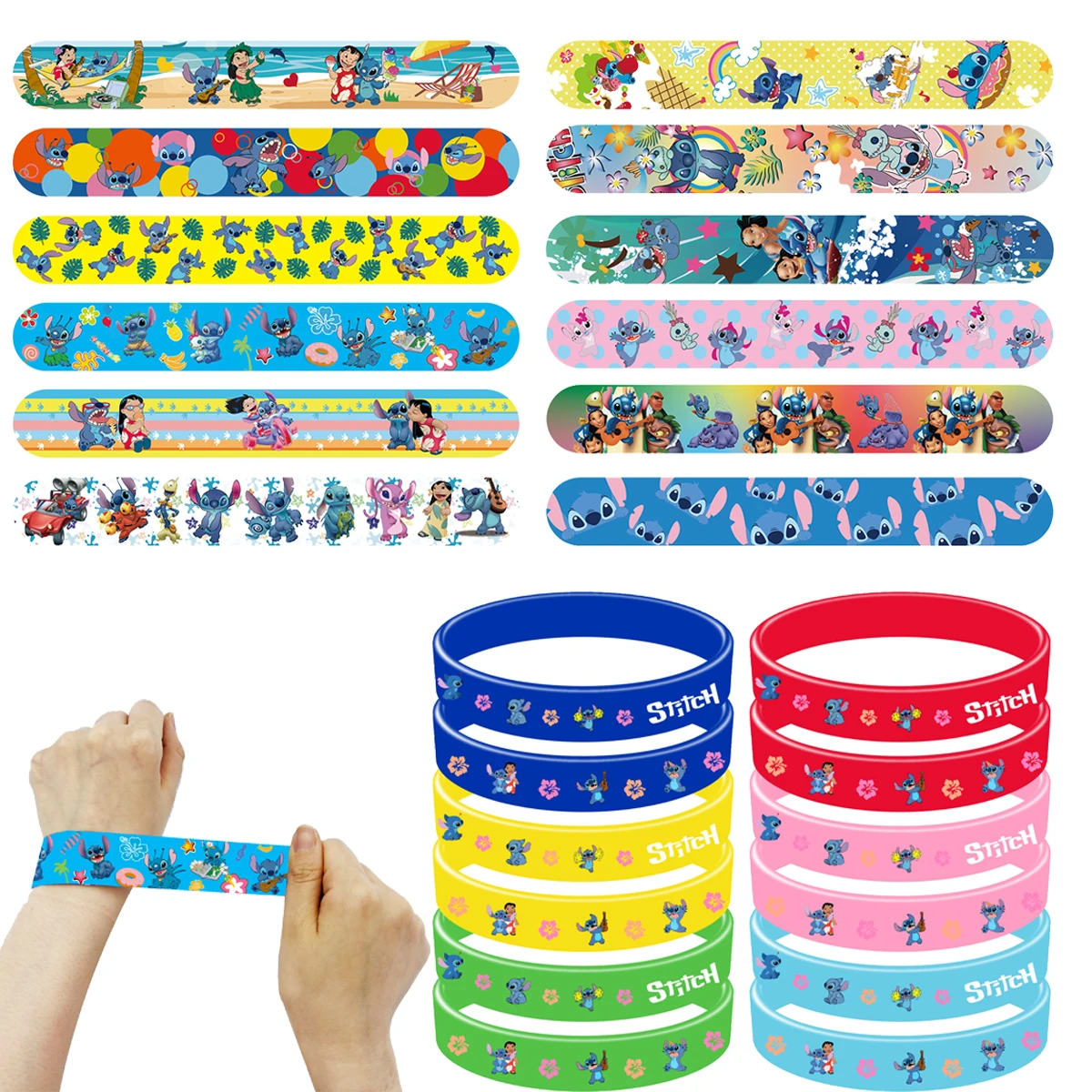 Lilo Stitch Slap Bracelets Silicone Wristbands Party Favors Goodie Bag Stuffers Fillers Snap Bracelets Birthday Party Decoration