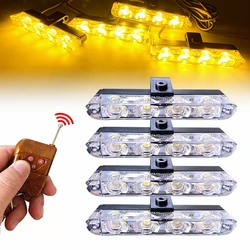4 LED Police Flasher Lights Car Strobe Warning Light 12V Vehicle Emergency Stroboscope Lamp Red Blue Amber Flashing Signal Light
