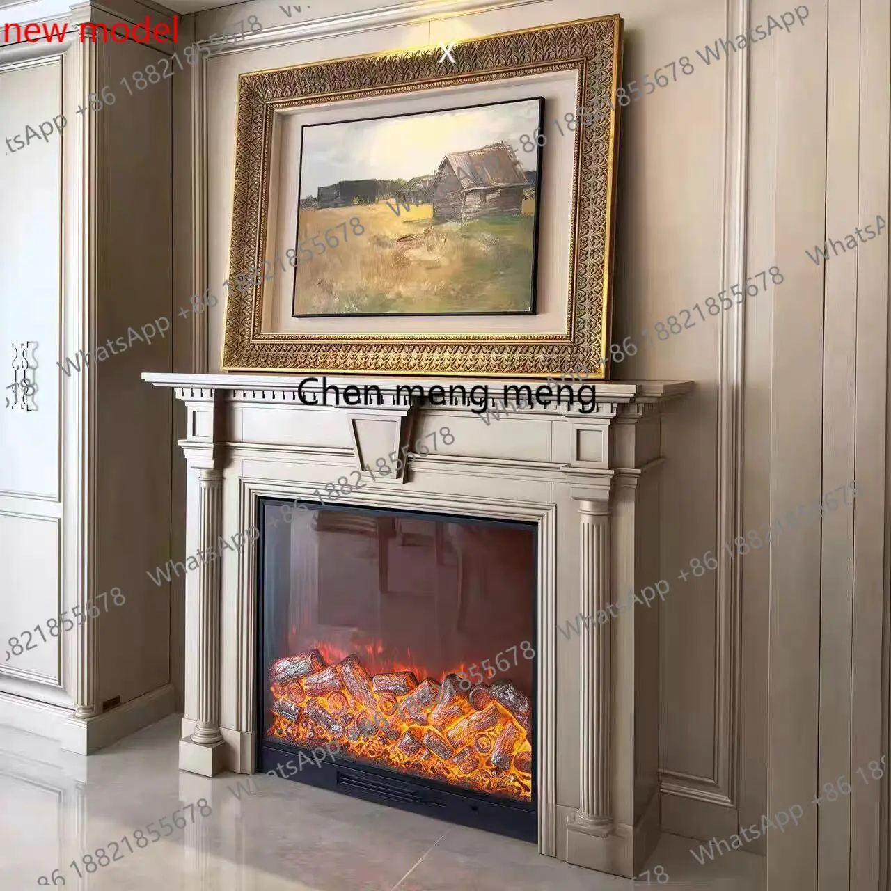 American modern fireplace rack, light luxury fireplace entry foyer entrance French engravingDD