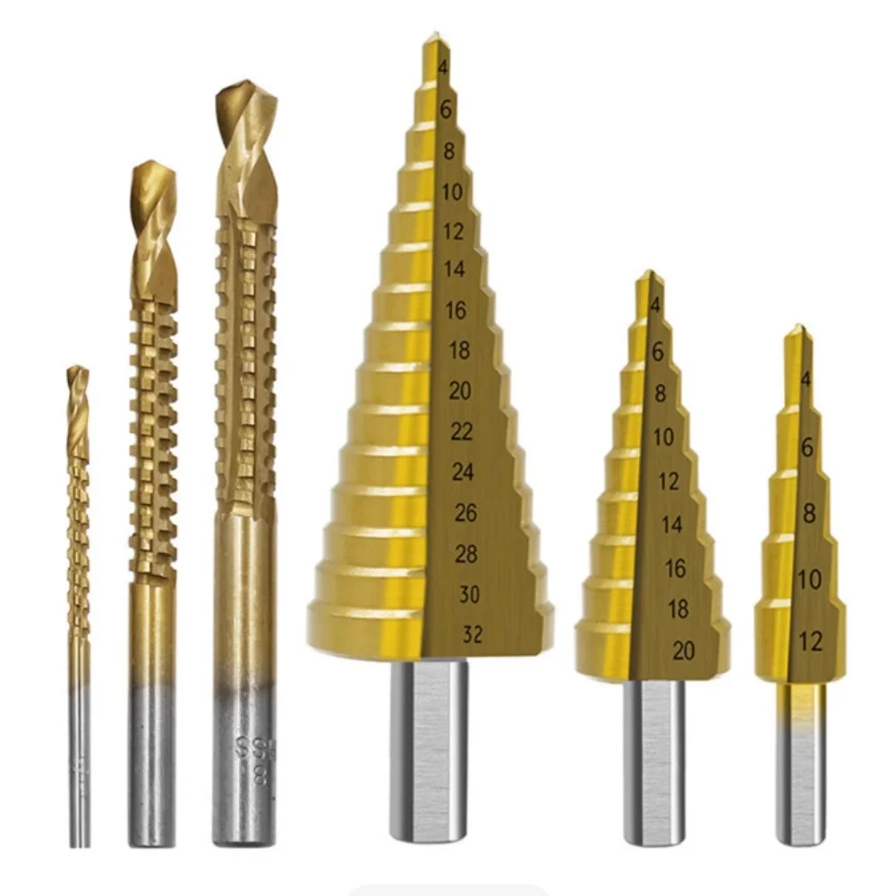 

For DIY Projects 4-12mm Step Drill Bit Set Compact Storage Drill Set Hole Cutter Set Groove Cutting Capability