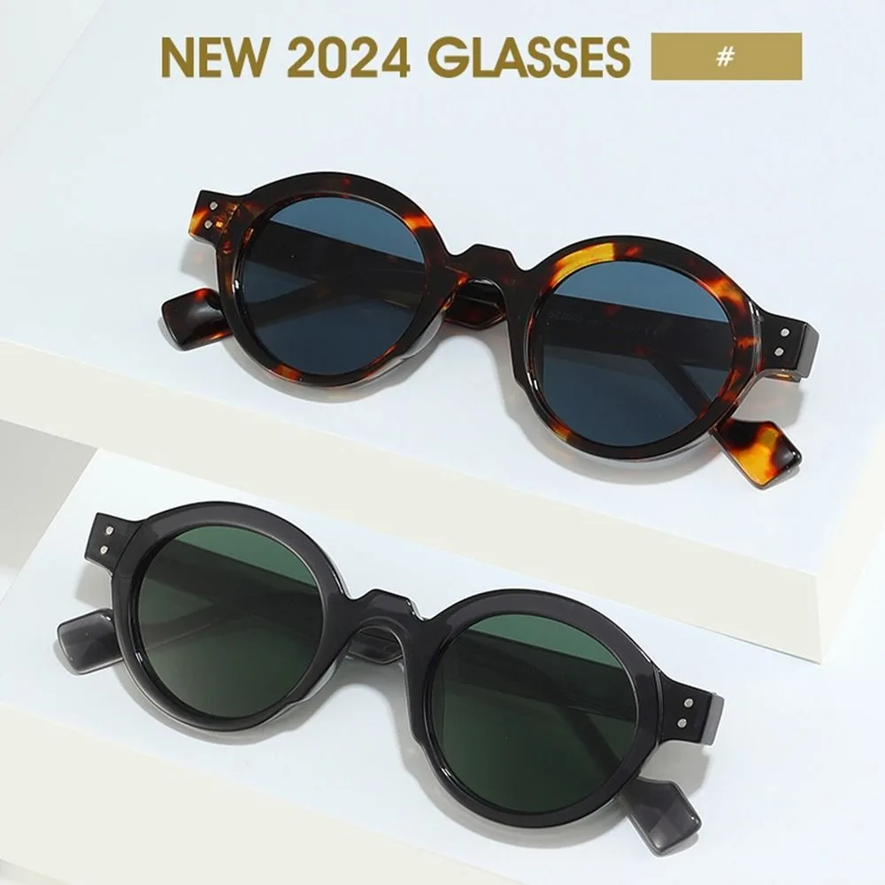 New Fashion Double Color Round Sunglasses Clear Lens Rivets Decoration Punk Shades UV400 Retro Sun Glasses for Women & Men