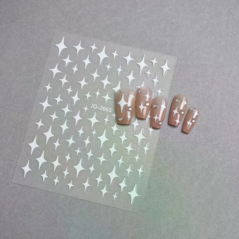 1pcs White Black Stars Nails Stickers Irregular Pentagram Decals Pink Laser Shiny Glitters Starlight Manicure Ornaments Sliders