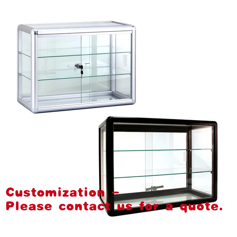 

Customize.KEWAY Custom Two-Level Counter Top Glass Showcase with LED Lighting Easy to Clean