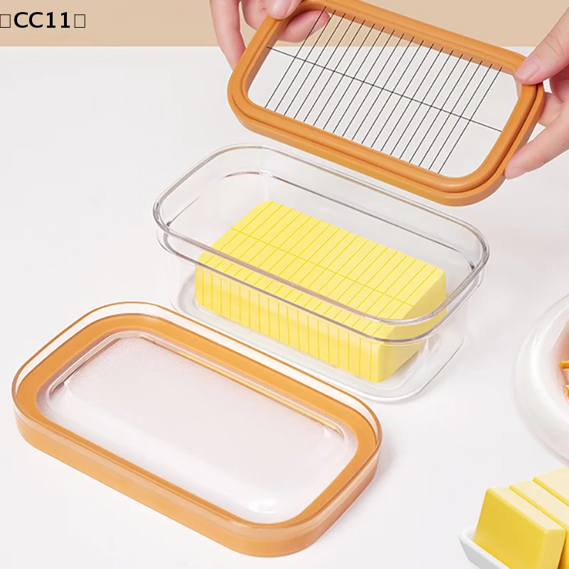 Mantequillera con cortador, cortador de mantequilla hermético transparente para cortar y almacenar fácilmente〔CC11〕