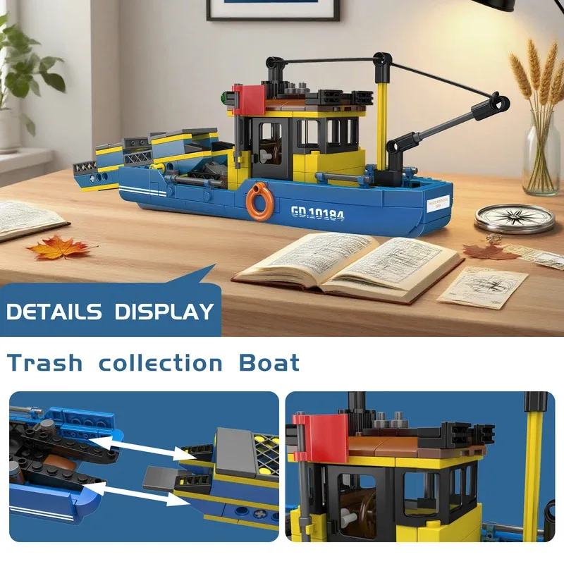 몰드 킹 10184 쓰레기 수거선 블록 조립 장난감 쓰레기 처리선 모델 어린이 STEM 교육용 장난감 창의적인 생일 선물