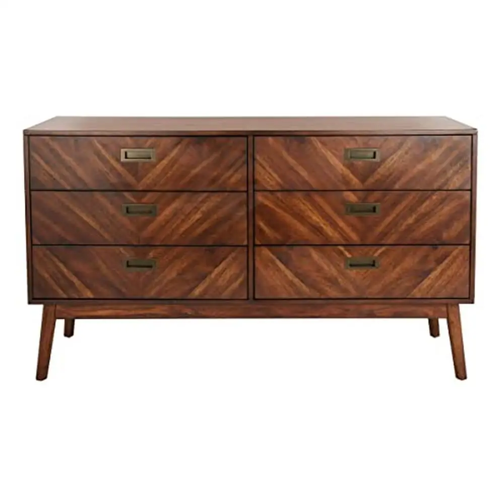 6-Drawer Dark Walnut Dresser Couture Home Collection with Acacia Veneer