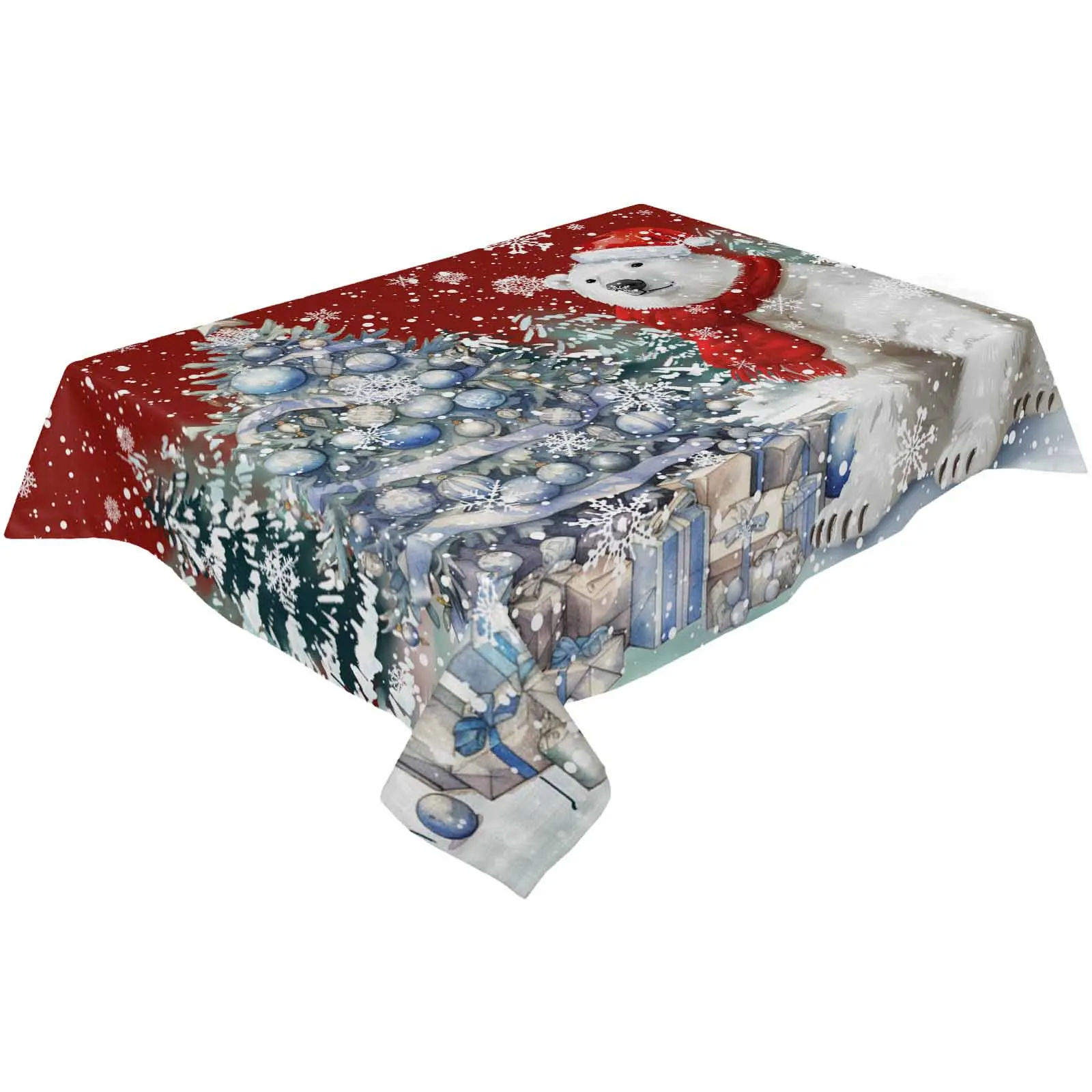 Christmas Snowflakes Retro Koala Tablecloths Waterproof Kitchen Coffee Table For Living Room Home Decor Dining Table