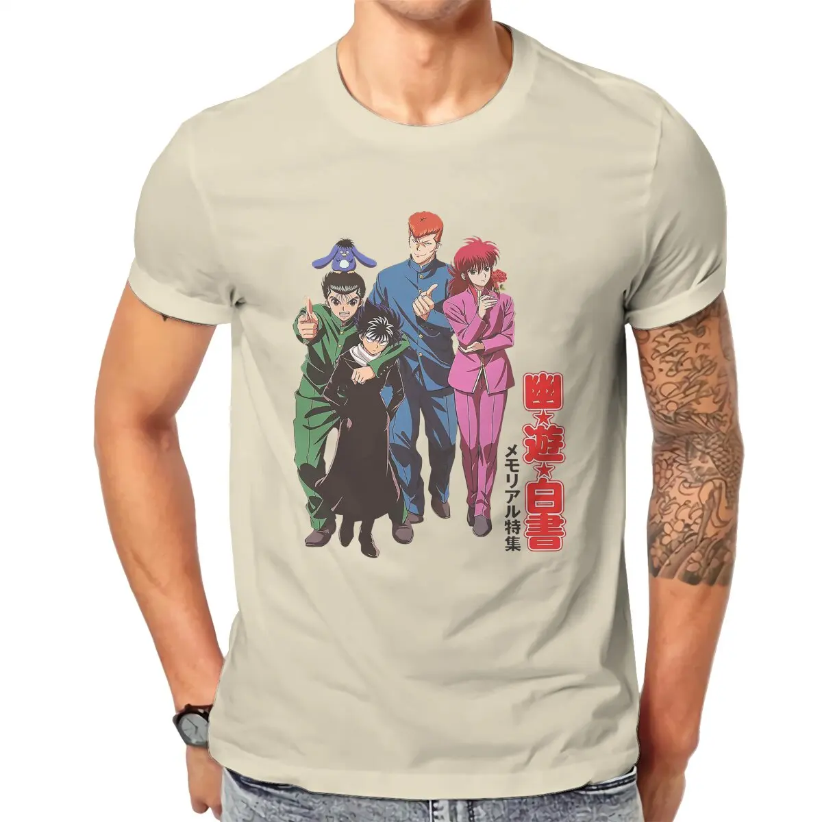 Men Yu Yu Hakusho 25th Anniversary Classic T Shirt 100% Cotton printed Tops Crazy Adult T-Shirts