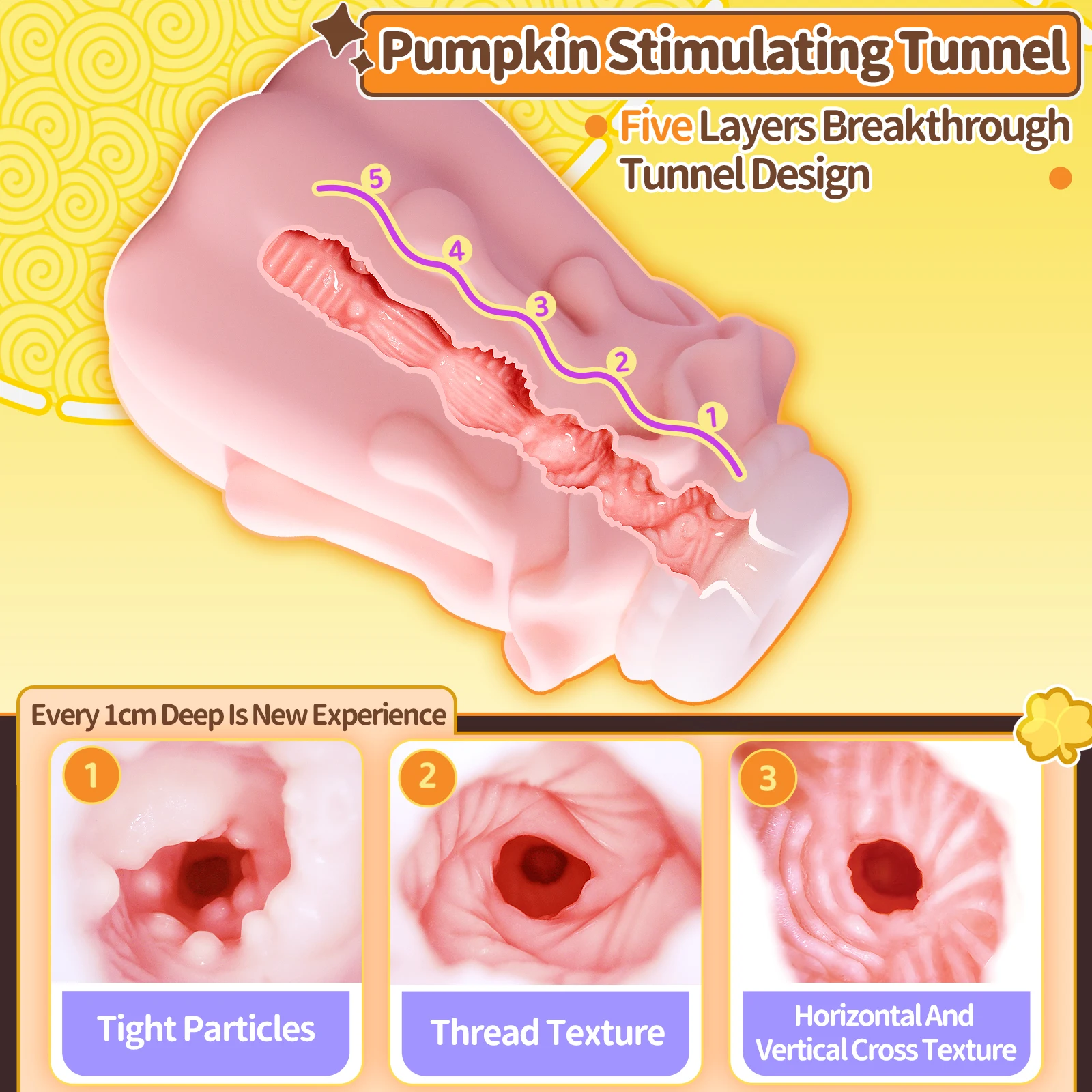 YUU Male Masturbators Pocket Pussy Anime Pumpkin Onahole Double Layer Process Realistic Vagina TPE Adult Sex Toy for Men 0.51kg - view 3