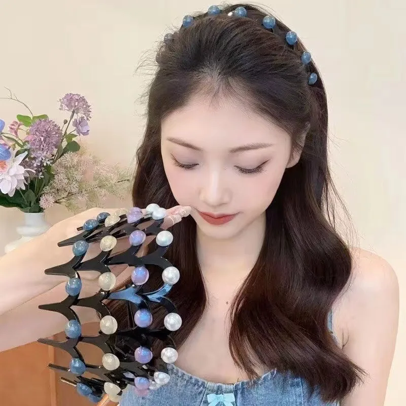 Fashion Pearl Wave Headbands for Women Girls Elastic Beads  display picture 1