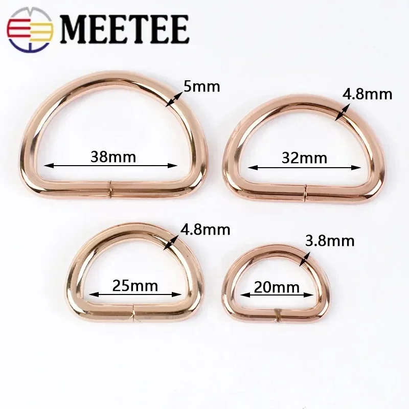 50pcs Meetee 12-50mm D Ring Metal Buckles for Webbing Bag Strap Adjuster Buckle Dog Collar Clasp Diy Hardware Accessories