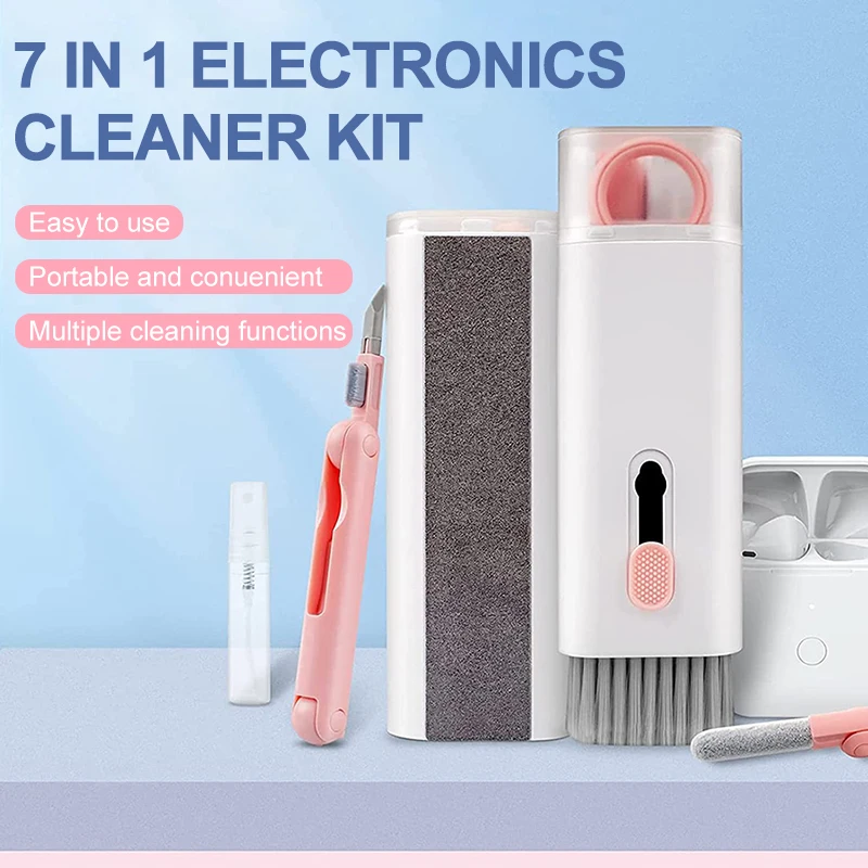 Computer Keyboard Cleaner Brush 7 in 1 Electronic Kit For iPad Bluetooth Earphone Phone Cleaning Tools Cleaner Keycap Puller Kit