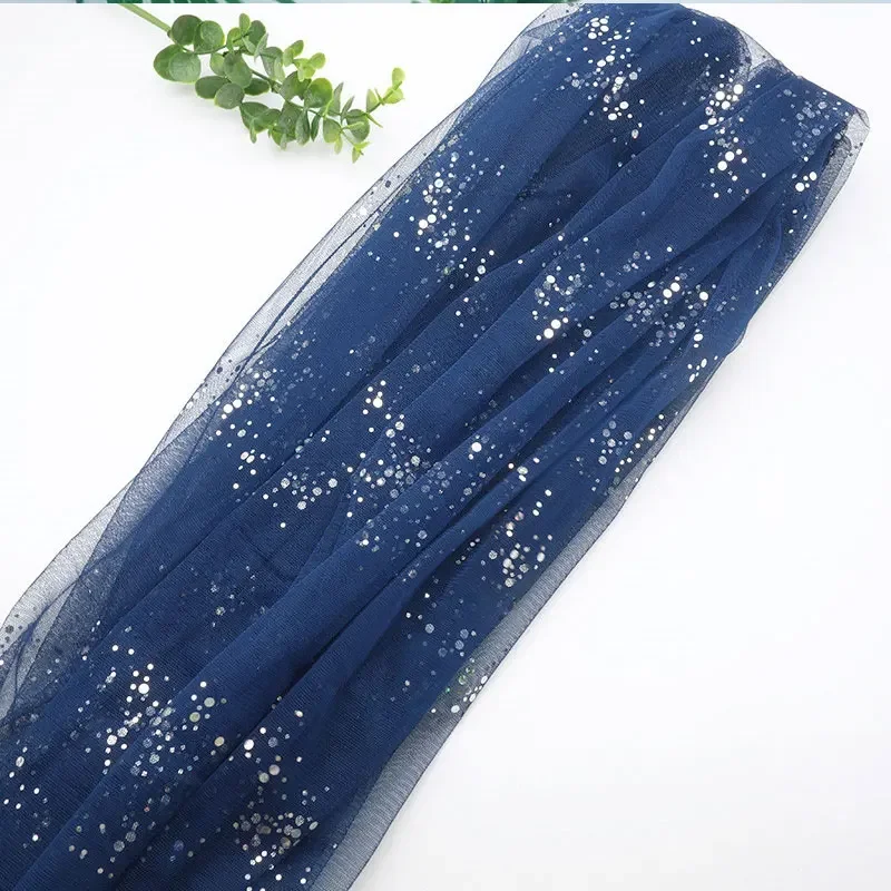 

Galaxy Silver Dot Sequin Tulle Fabric 1.6X1M Soft Glitter Mesh for Dress Making Birthday Party Backdrop Home Decoration