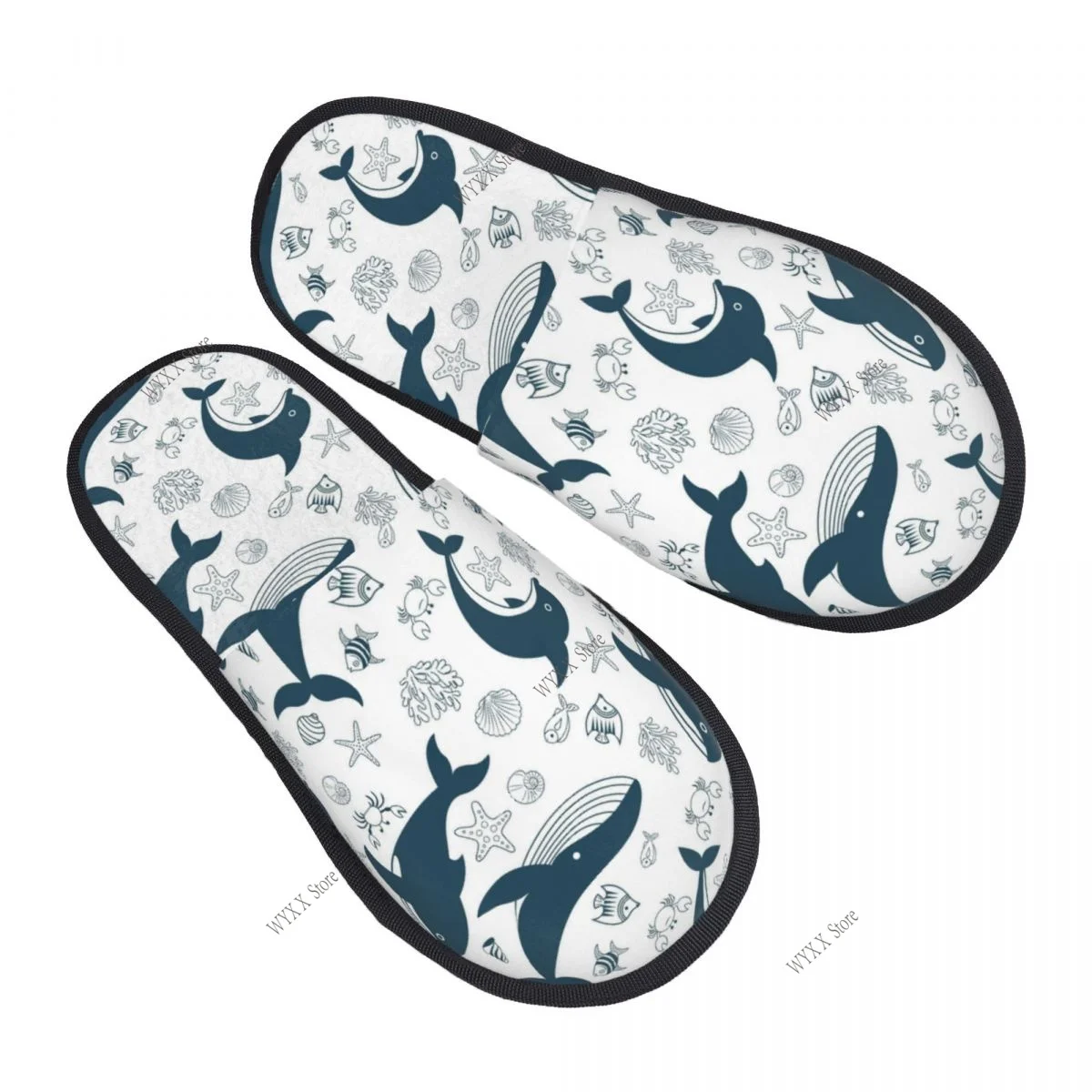 

Men Women Plush Indoor Slippers Dolphin Warm Soft Shoes Home Footwear Autumn Winter