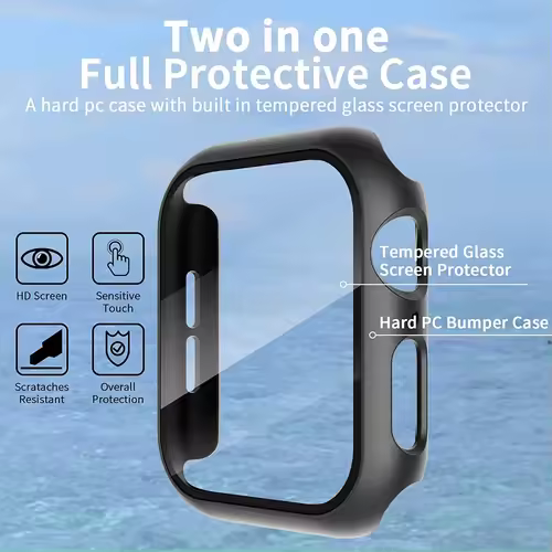 Tempered Glass+Cover For Apple Watch 11 10 9 8 7 46mm 42mm PC Bumper Screen Protector Case iWatch Series 7 6 5 4 SE3 44 40 45mm - Image 3