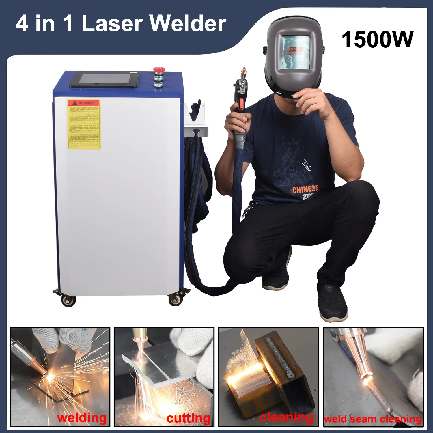 1500W Fiber Laser Welding Machine 4 in 1 Laser Welding Cleaning Cutting Machine RECI Handheld Fiber Laser Welder for All Metal