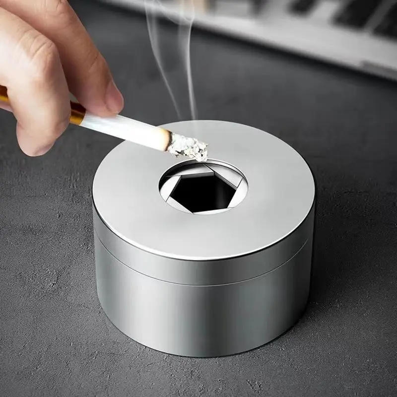 

Light Luxury Ashtray with Anti Fly Ash Rotation and Stainless Steel Anti Fall Creative Office Cover for Wind and Ash Prevention