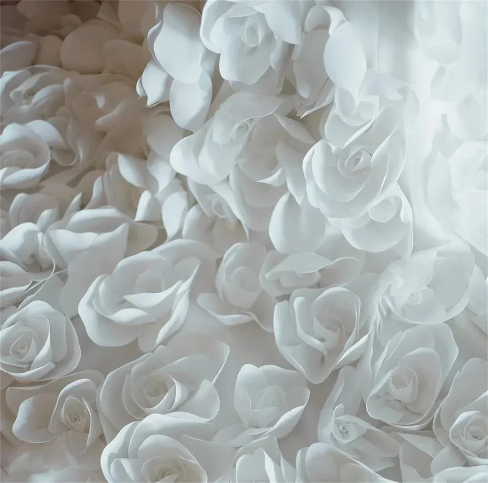 東京カスタマイズ エレガント オフショルダー ウェディングドレス 半袖 3Dフラワー マーメイド ブライダルベール ホワイト コートトレイン ウェディングガウン