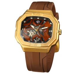 Forsining New Released men Mechanical Automatic Wristwatch Business Leather Strap 30m waterproof Watch Skeleton Tourbillon Watch