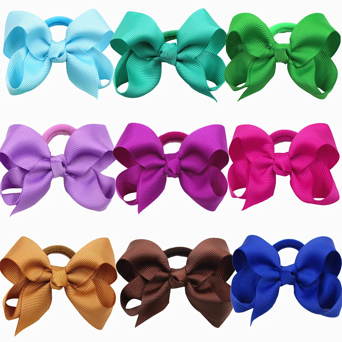 Cute Baby Girls Hair Bows Hair Ties Kids Hair Bands 3inch Bows Ponytail Holder Ties Children Kids Hair Accessories