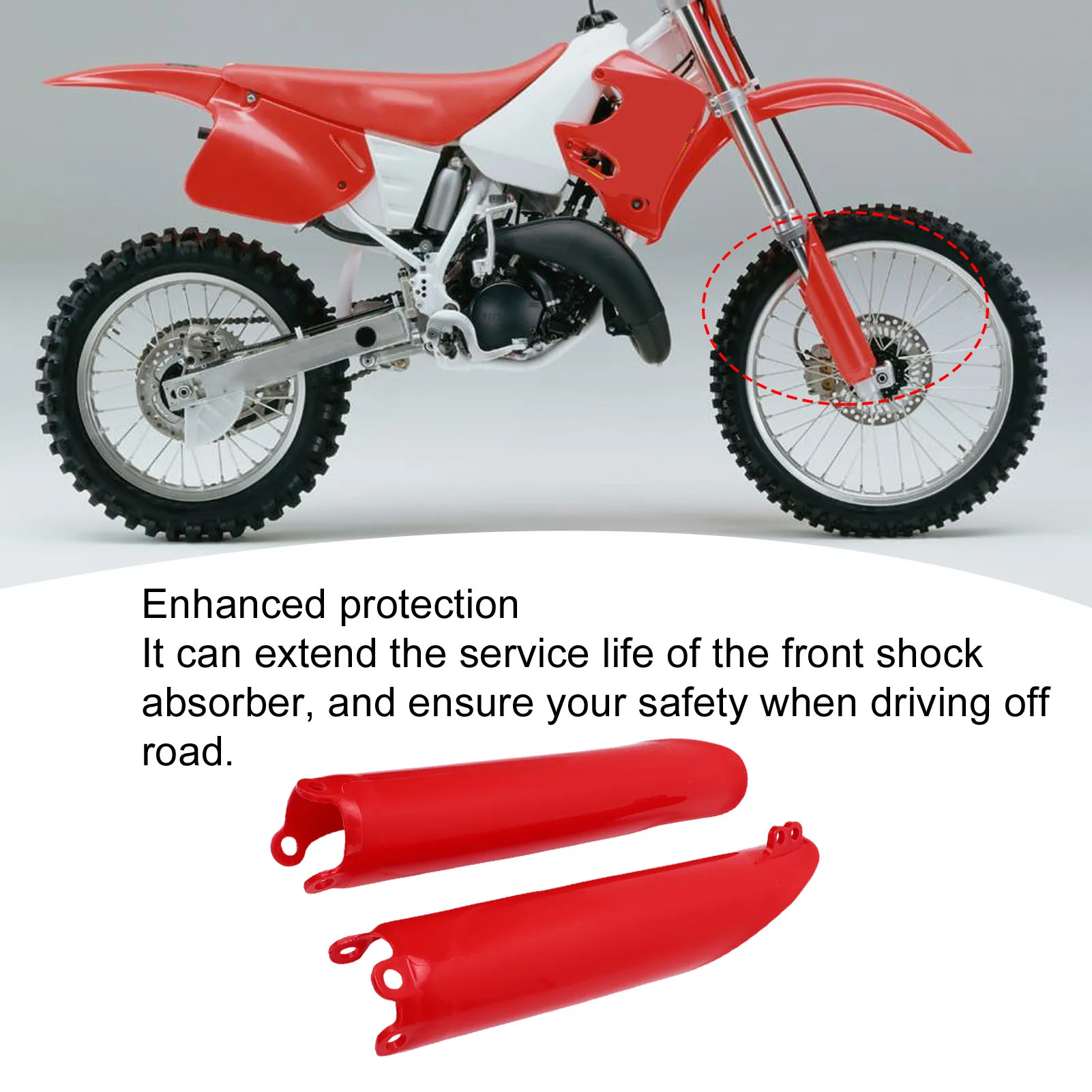 Red Fork Guard 1 Pair Front Fork Guard Red Motorcycle Fork Shock Absorber Protector Replacement for CR125 CR250 CR500 1993-2007