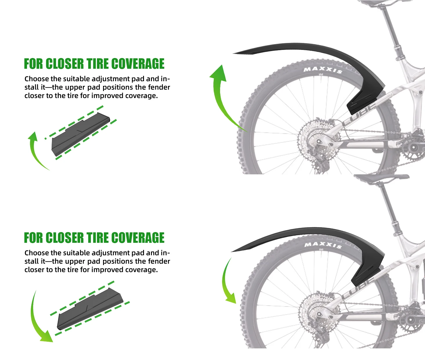 RBRL Extended Widen Fahrradschutzblech, kompatibel mit 7,6 cm Reifenbreite 26–29, vollständiger Abdeckung, spritzwassergeschützter Mountainbike-Schutzblech – Detail 3