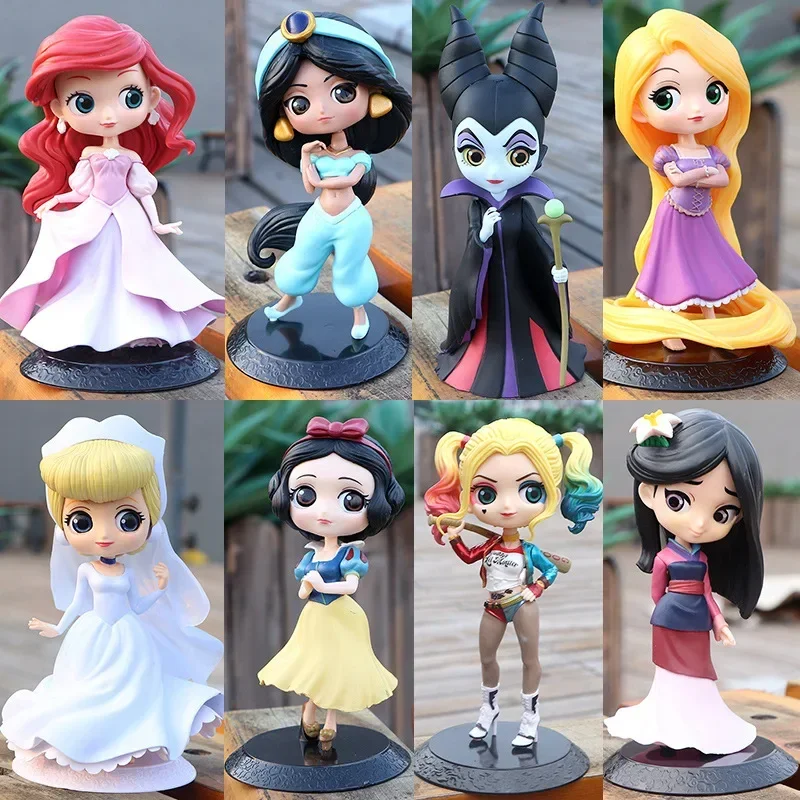 Figura de Princesa Elsa y Anna de Q Posket, Figura de la Heroína Mulan, Ariel, Bella, Elsa, Juguete para Decorar Pasteles, Modelo de Coche, Regalo de Cumpleaños para Niña