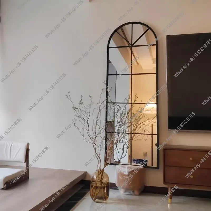 

MX French Retro Floor-to-ceiling Mirror Full-length Mirror Home Bedroom Living Room Porch Fitting Mirror Wind Arch Dressing