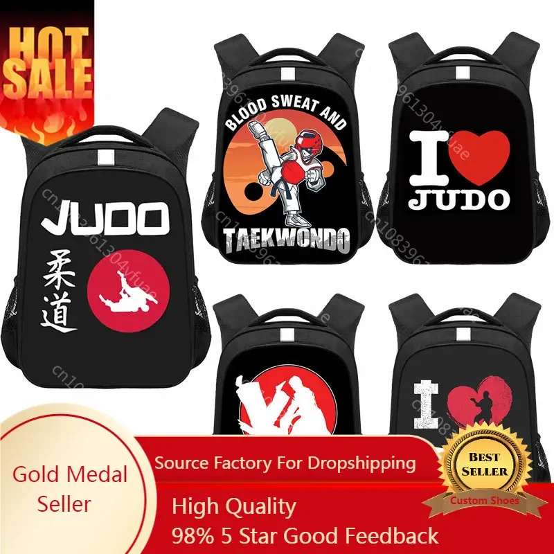 Cool Martial Art Judo / Taekwondo / Karate / Aikido schoolbag for Teenage Boys   Backpack Children Bookbag Man Travel Backpack