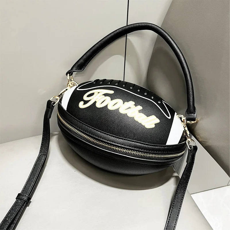 New Creative Leather Ball Handbag Fashion Designer Women's Crossbody Bag Letter Printed Zipper Round Shoulder Bag For Ladies