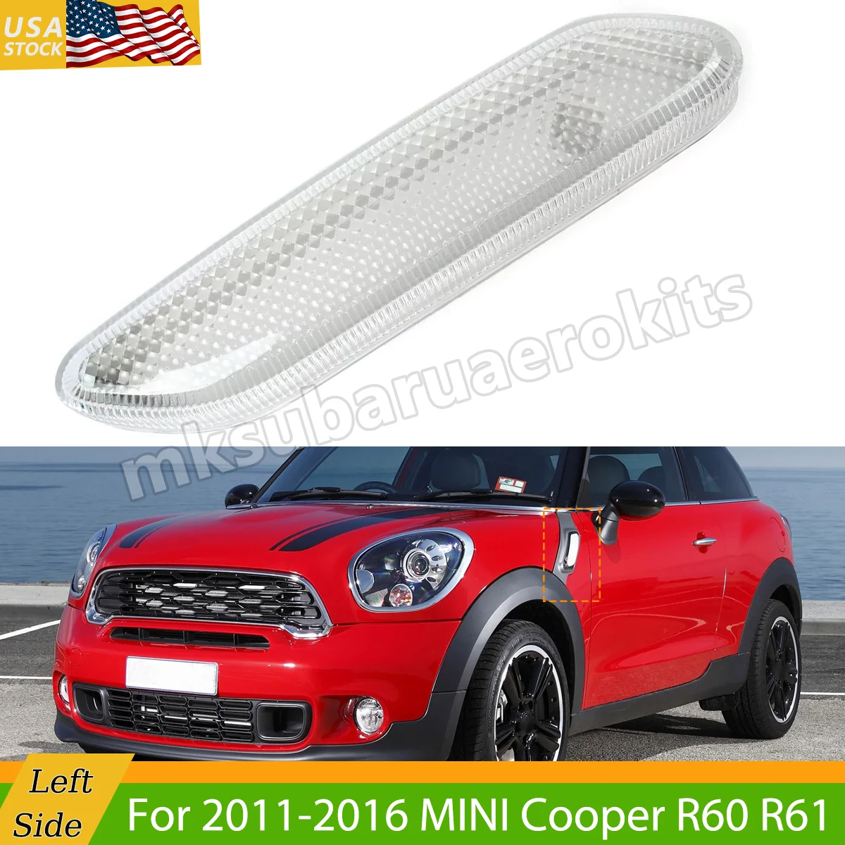 

For Mini Cooper R60 Front Fender Reflect Light R61 2011 2012 2013 2014 2015 2016 Left Side Car Side Marker Turn Signal Light