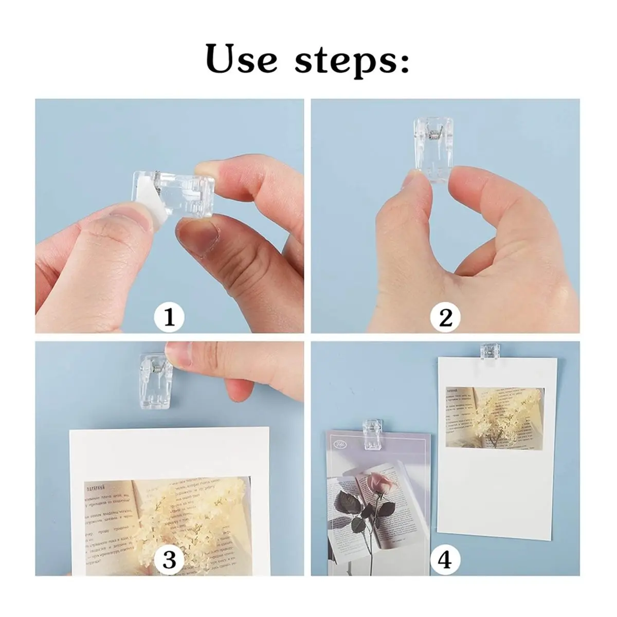 120 Pieces Self Adhesive Clips, Tapestry Sticky Spring Hangers Wall Clips for Hanging Poster Photo Offices Decorations