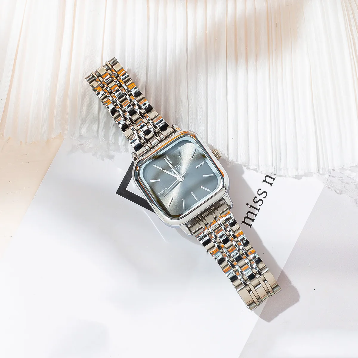 fashion simple square dial women steel dress watch